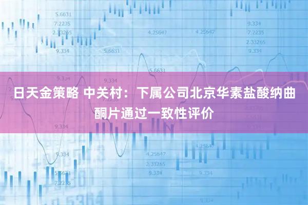 日天金策略 中关村：下属公司北京华素盐酸纳曲酮片通过一致性评价